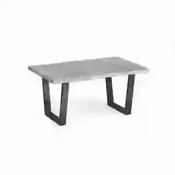 Grey Oak Finish Coffee Table with Dark Metal Legs
